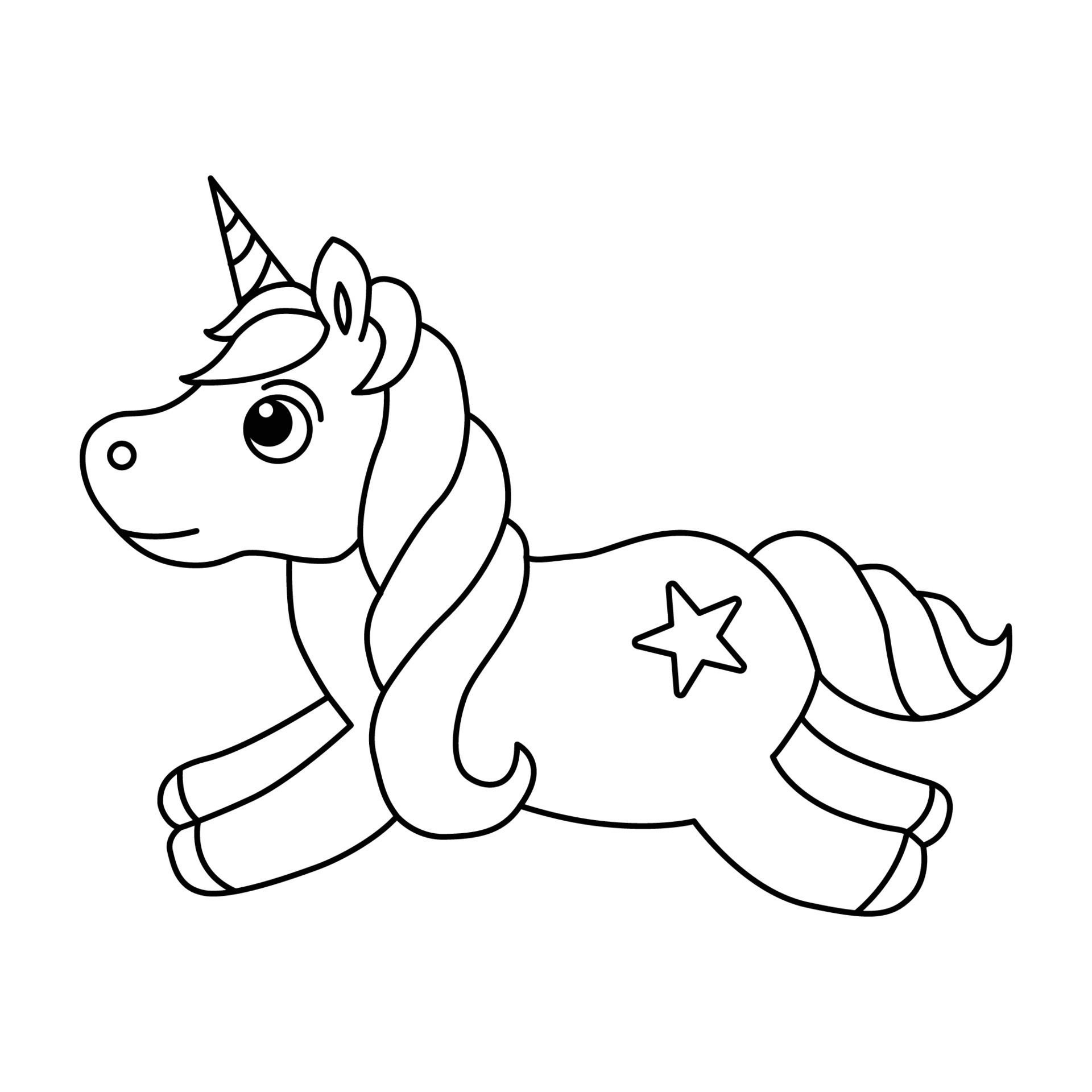 Cute unicorn animal cartoon illustration vector, for kids coloring book ...