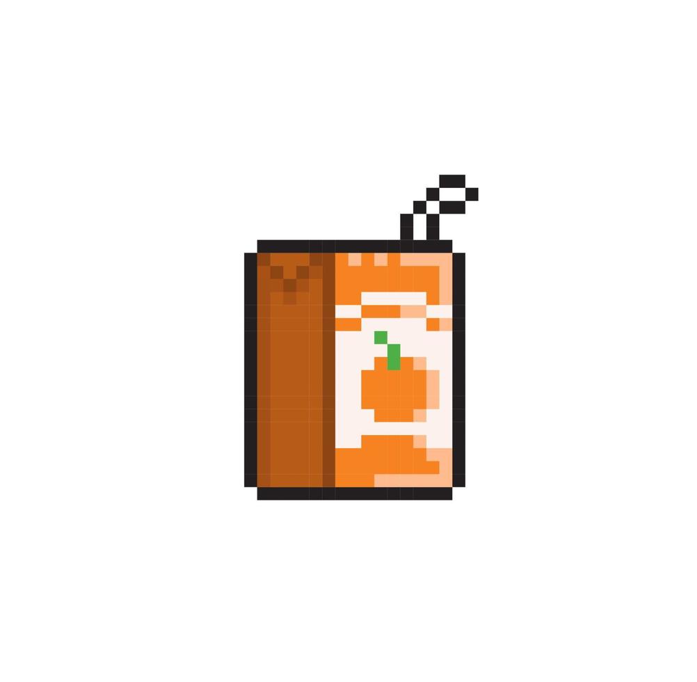 orange juice in pixel art style vector