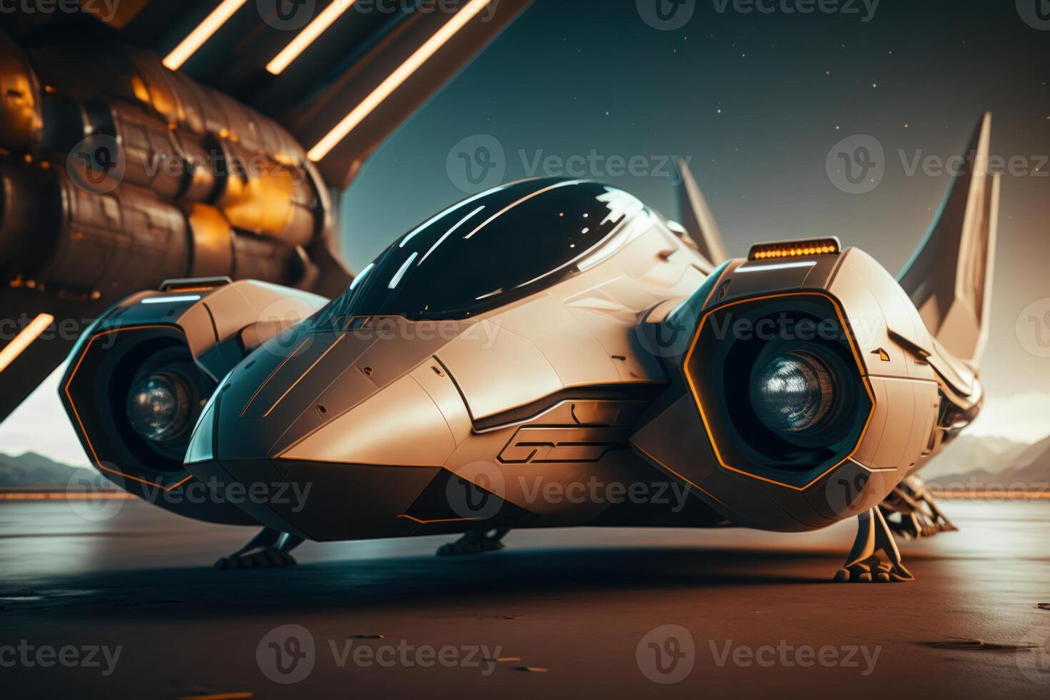 3D rendering of a robot on a dark background. Futuristic concept. photo