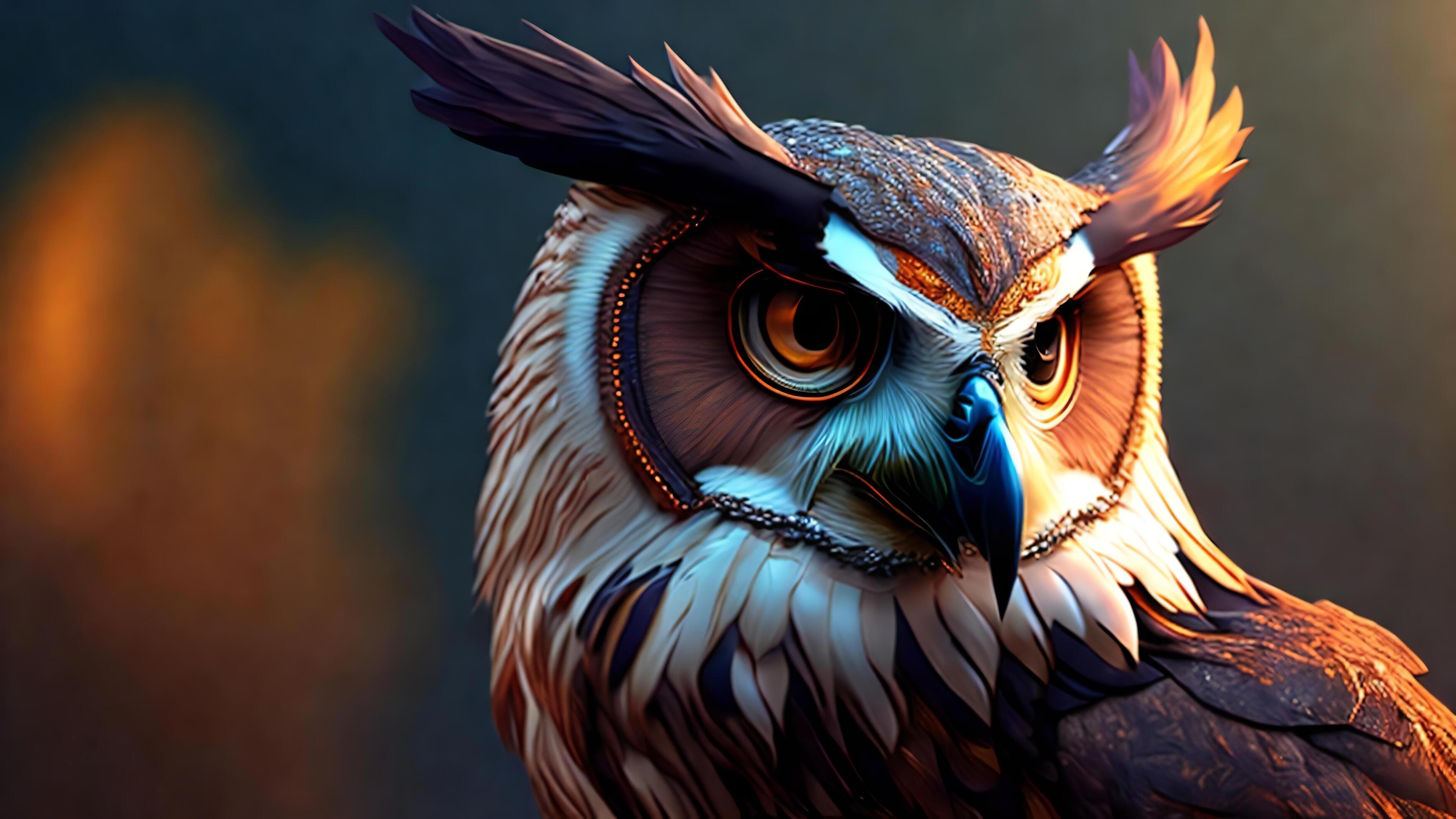 Close up of owl. Highly detailed digital painting and atmospheric lighting.  Ai generated 21866029 Stock Photo at Vecteezy