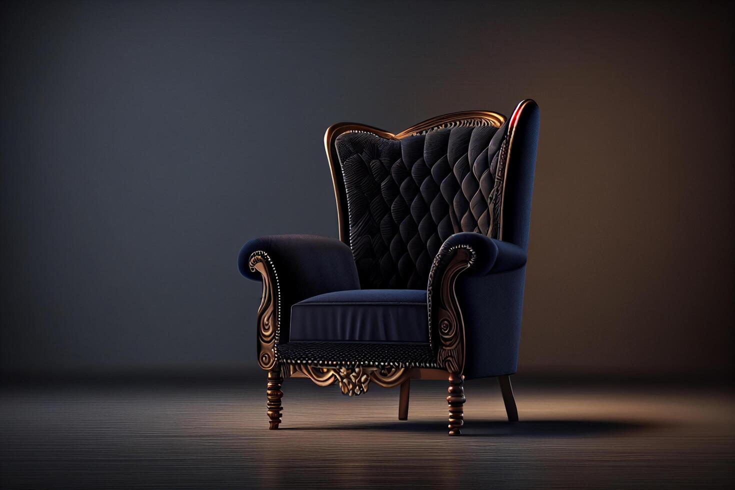 Luxury armchair in dark interior. 3D render. photo