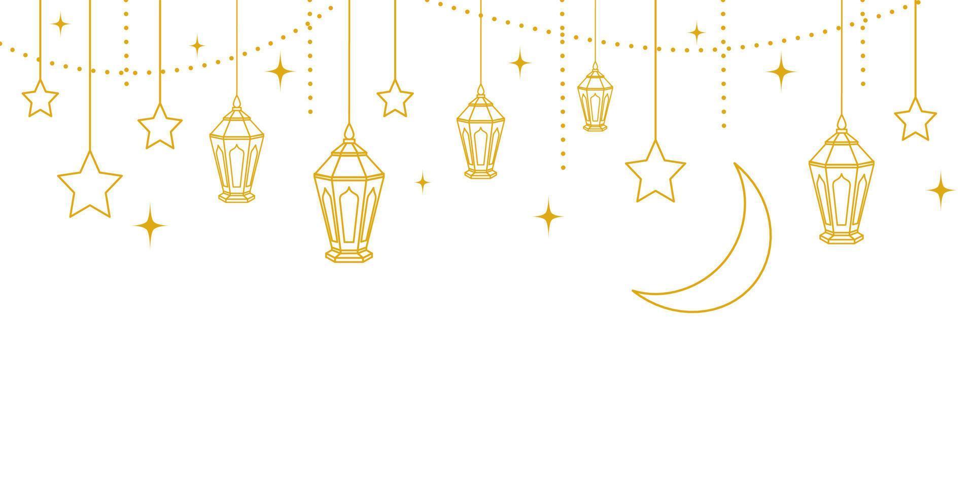 colgando islámico dorado linternas, estrellas para decoración, Arábica lámpara vector