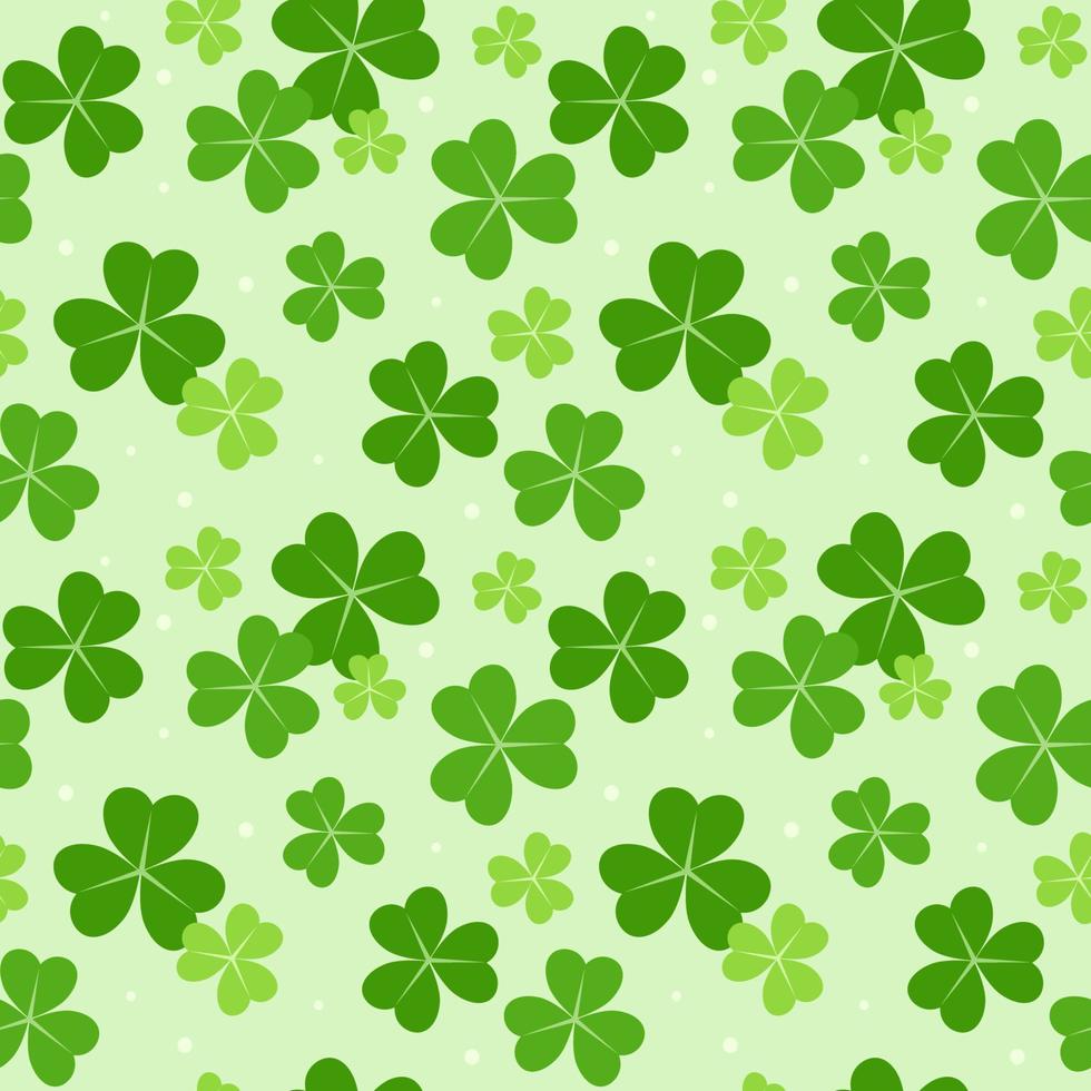 Seamless Pattern of Shamrock or Clover Leaves. Green Leaf Background vector