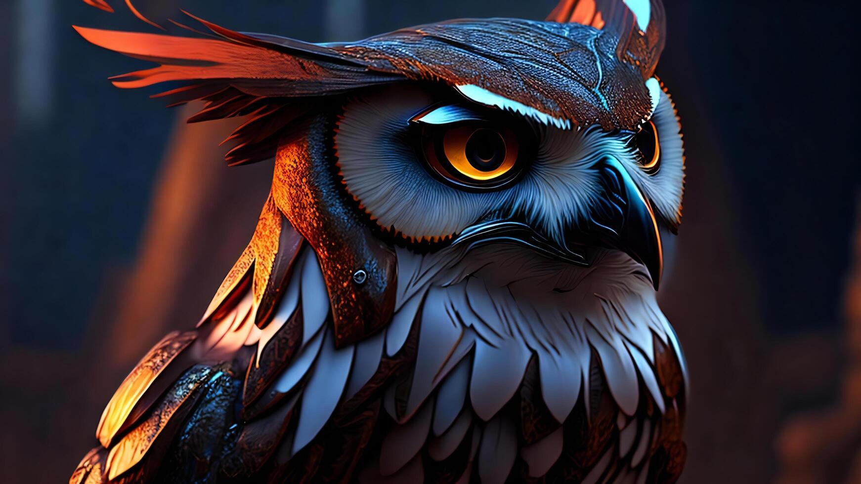 Close up of owl. Highly detailed digital painting and atmospheric lighting.  Ai generated 21866103 Stock Photo at Vecteezy
