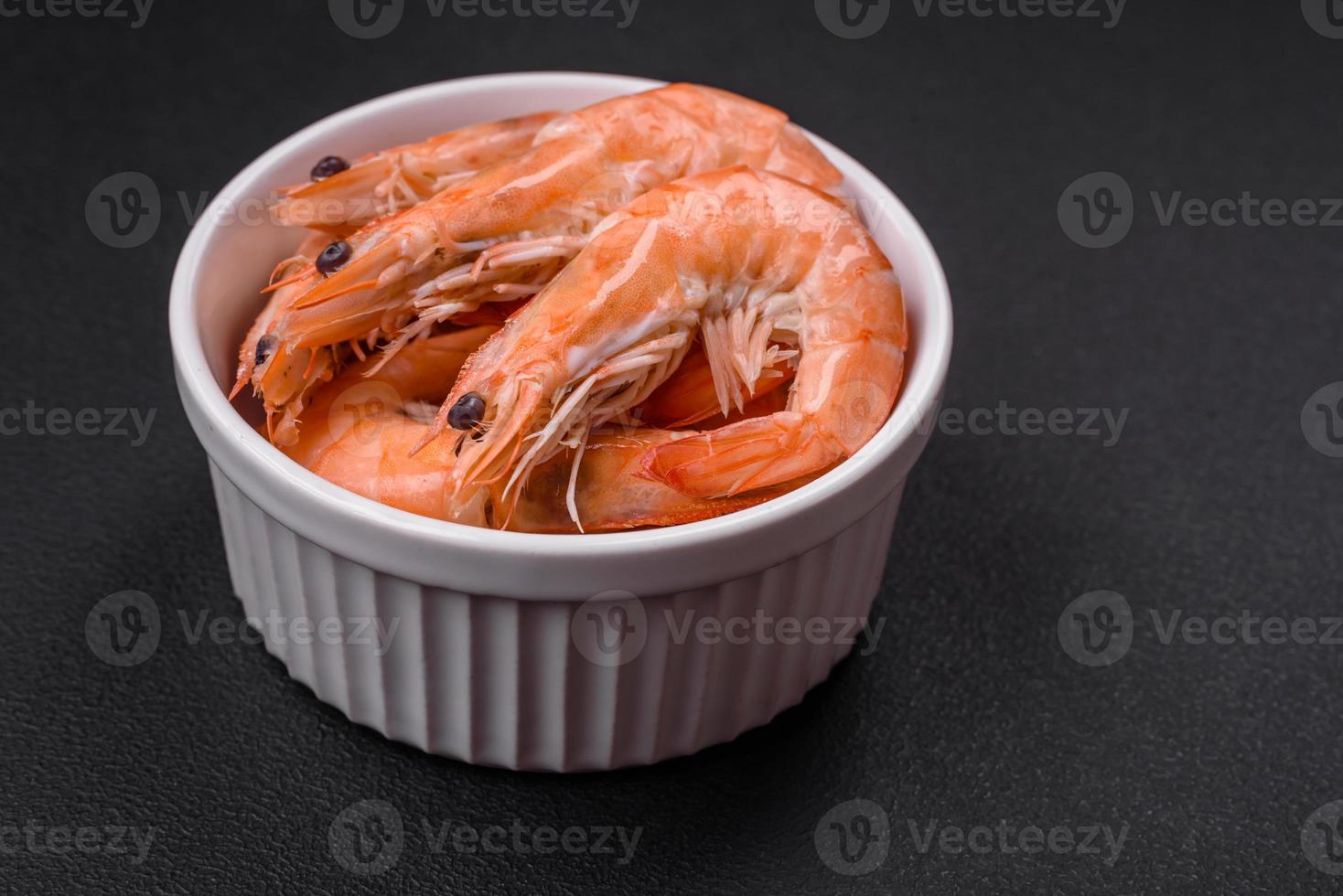 Tiger shrimp or langoustine boiled with spices and salt photo