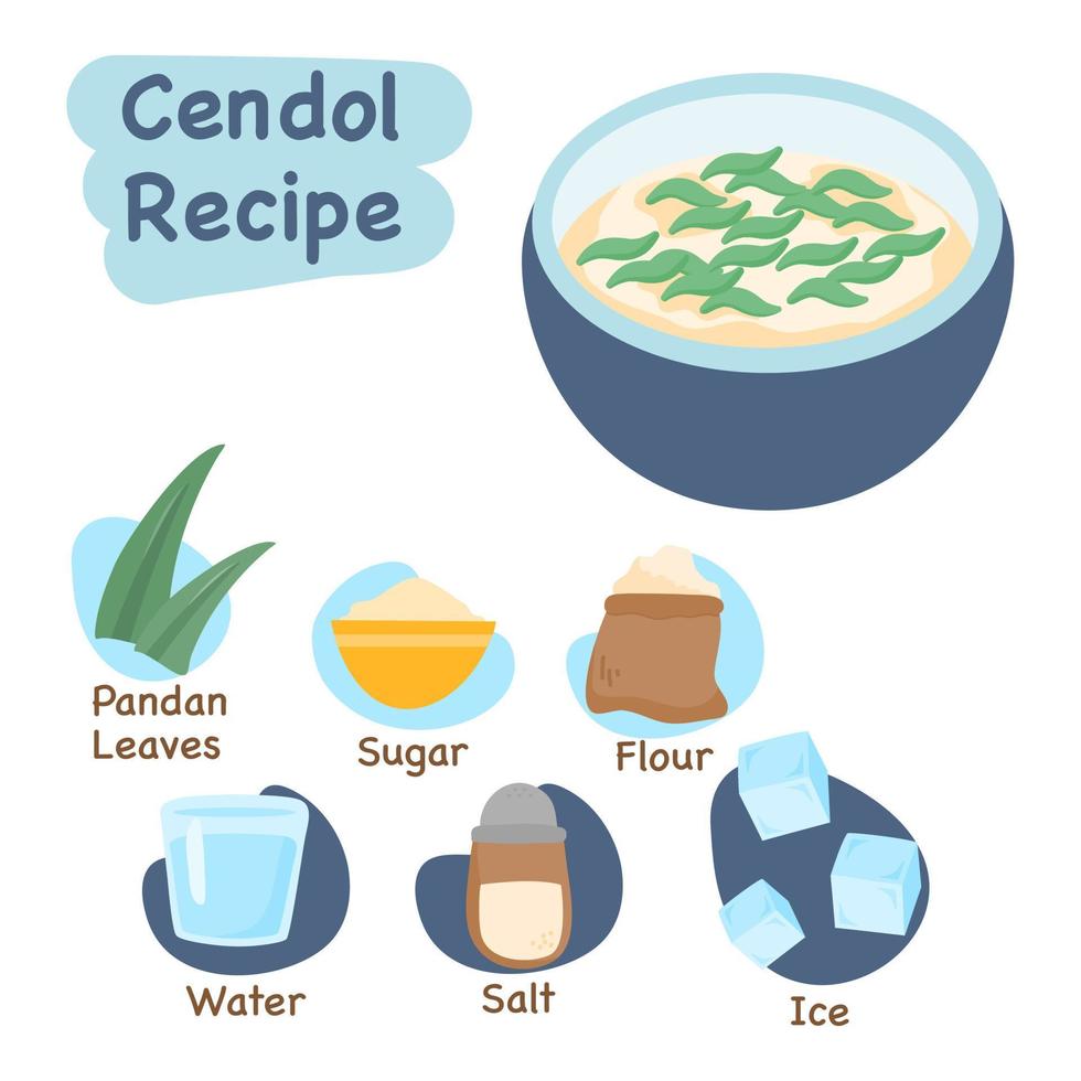 cendol ilustración receta concepto vector