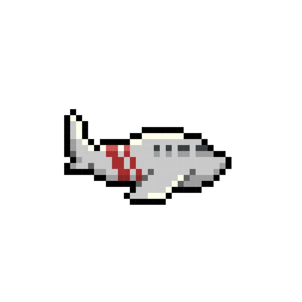 plane in pixel art style vector