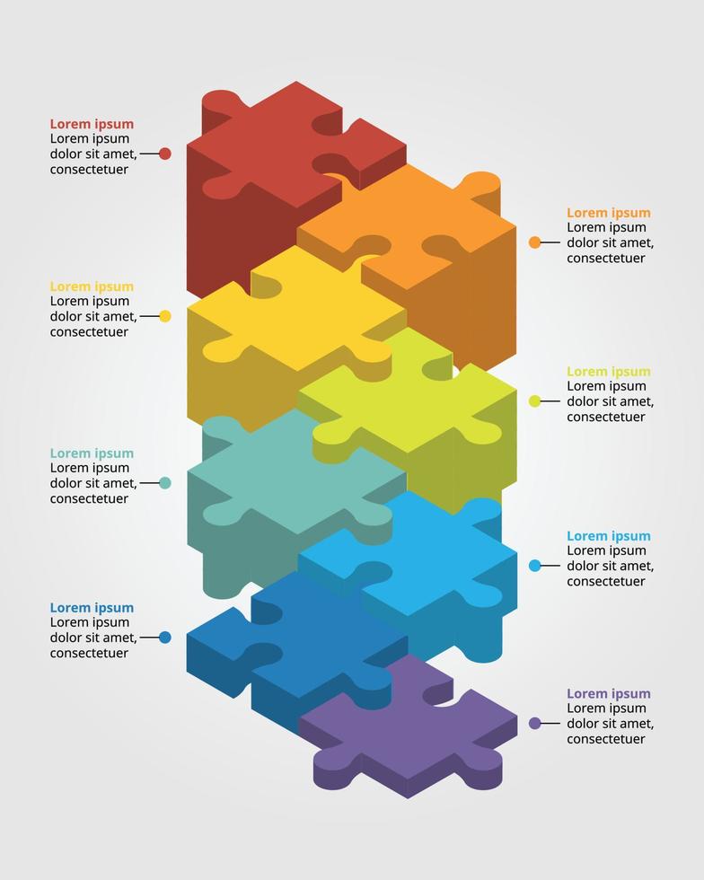 jigsaw timeline template for infographic for presentation for 8 element vector