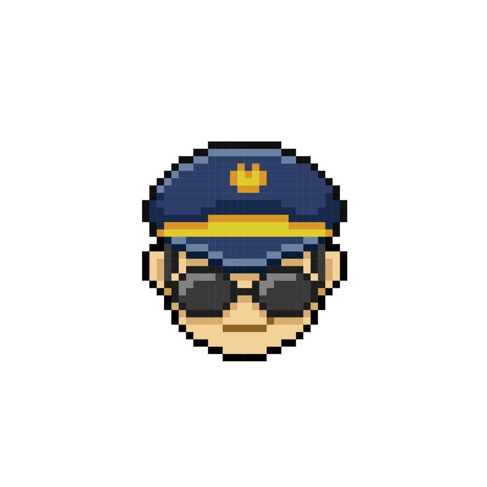 pilot head in pixel art style vector