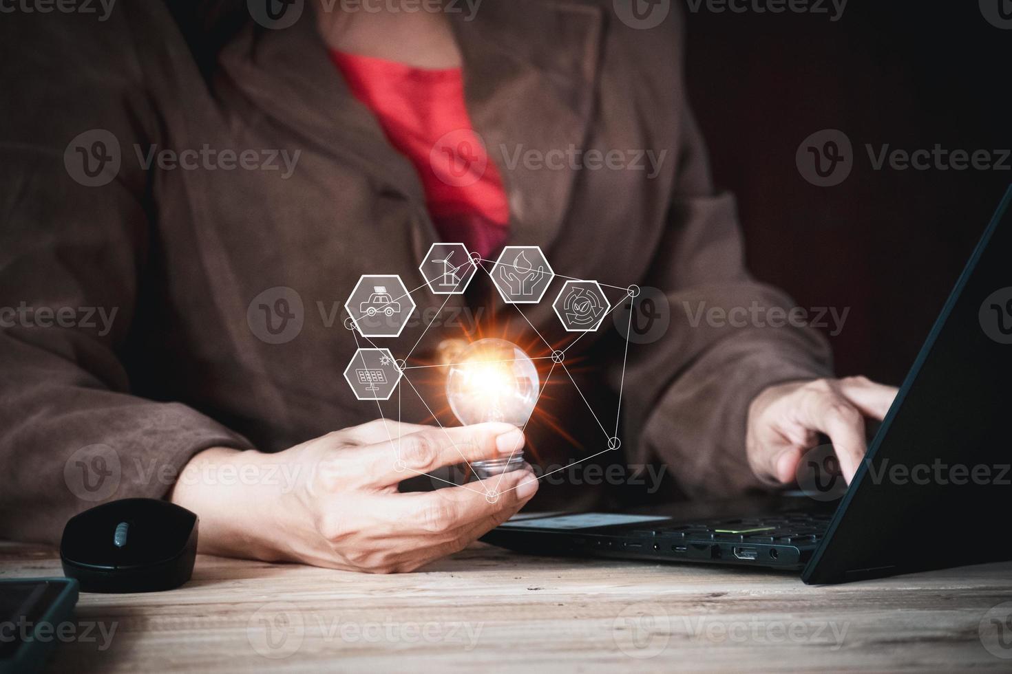 Innovation. Hands holding light bulb for Concept new idea concept with innovation and inspiration, innovative technology in science and communication concept. photo