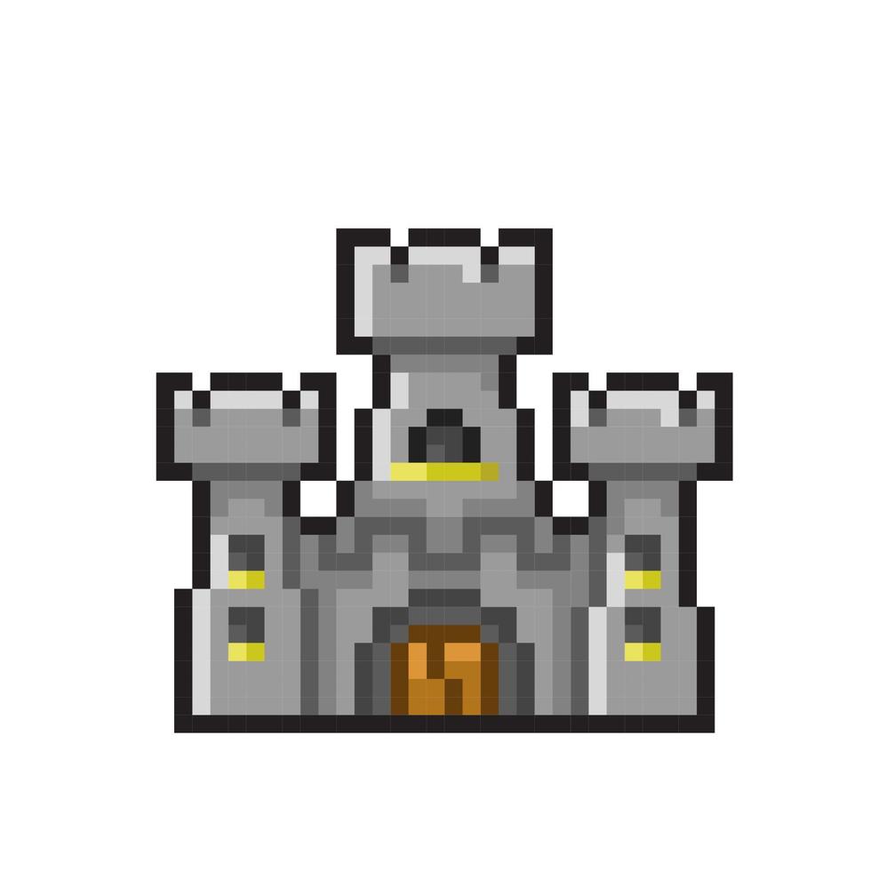 a castle in pixel art style vector