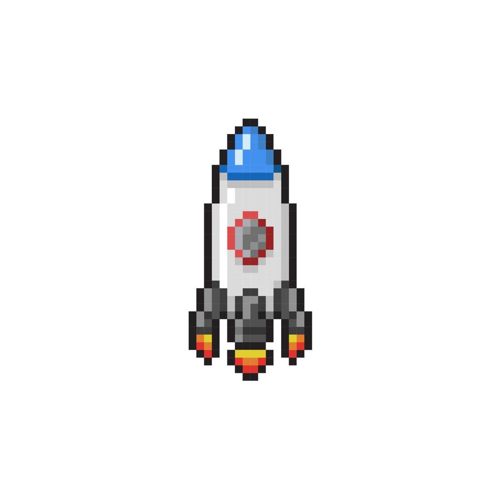 a rocket in pixel art style vector