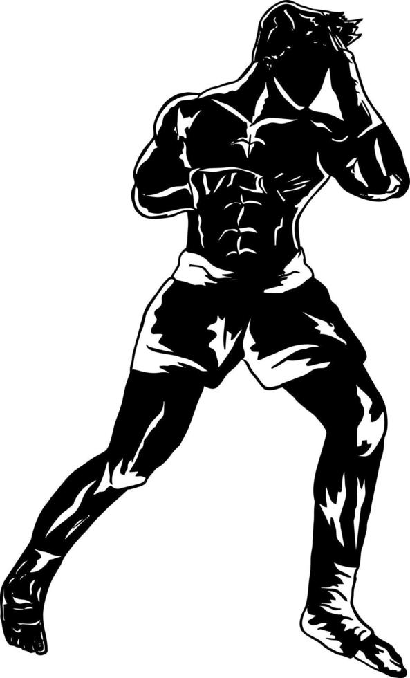 muay thai boxing fighter icon logo silhouette vector