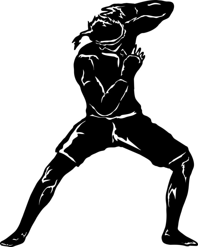 muay thai boxing fighter icon logo silhouette vector