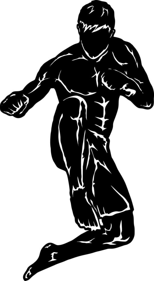 muay tailandés boxeo combatiente icono logo silueta vector