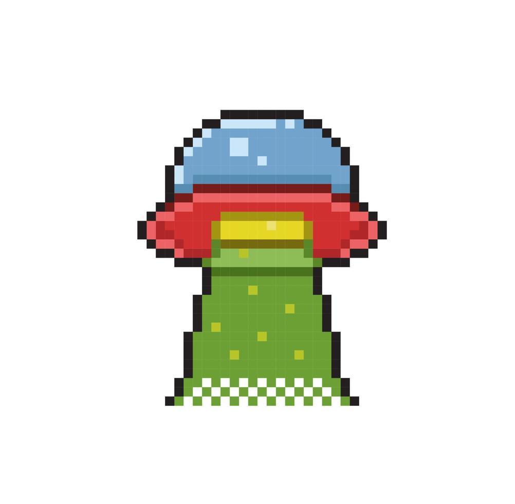 ufo in pixel art style vector