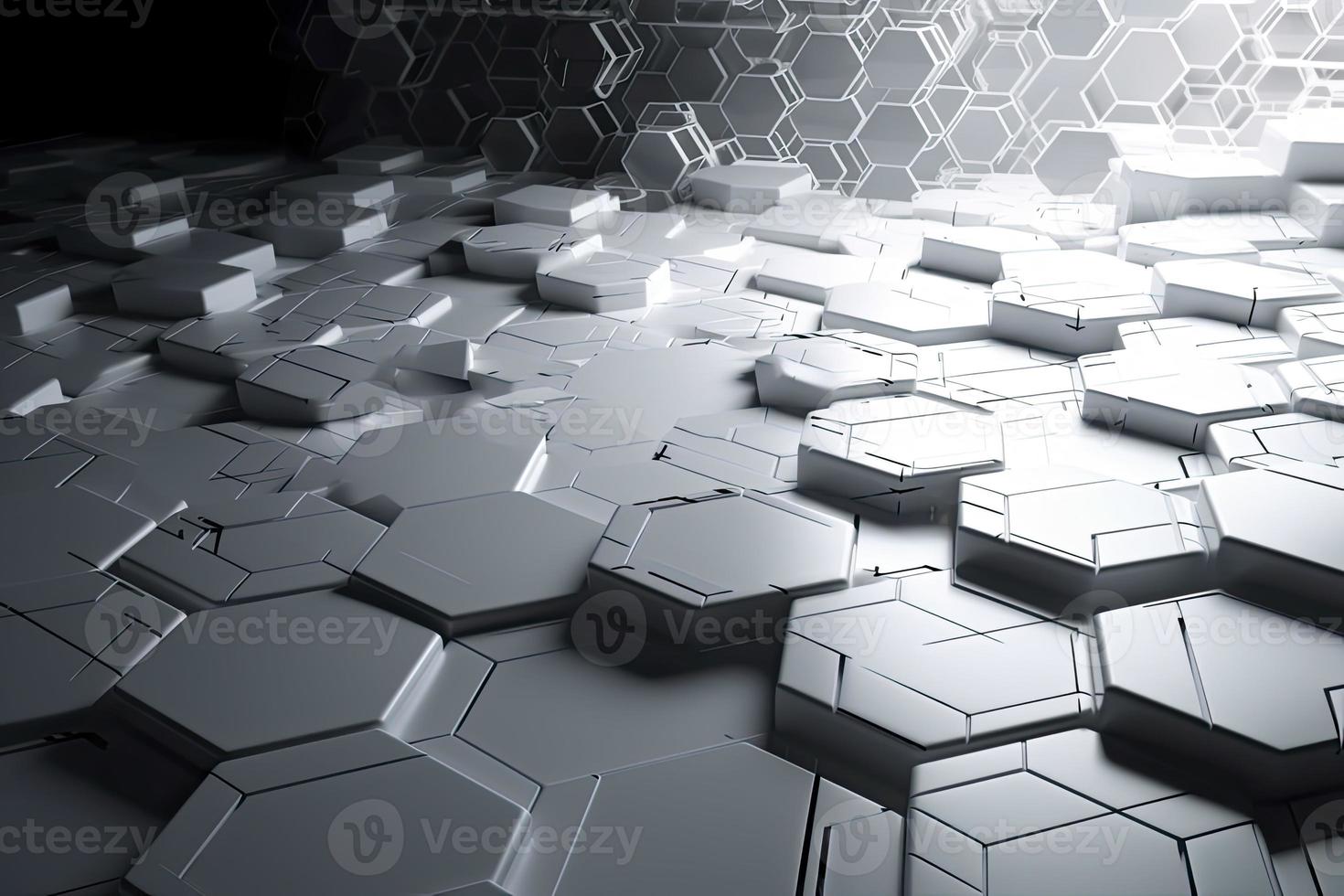 Abstract futuristic surface concept with hexagons. Trendy sci-fi technology background photo