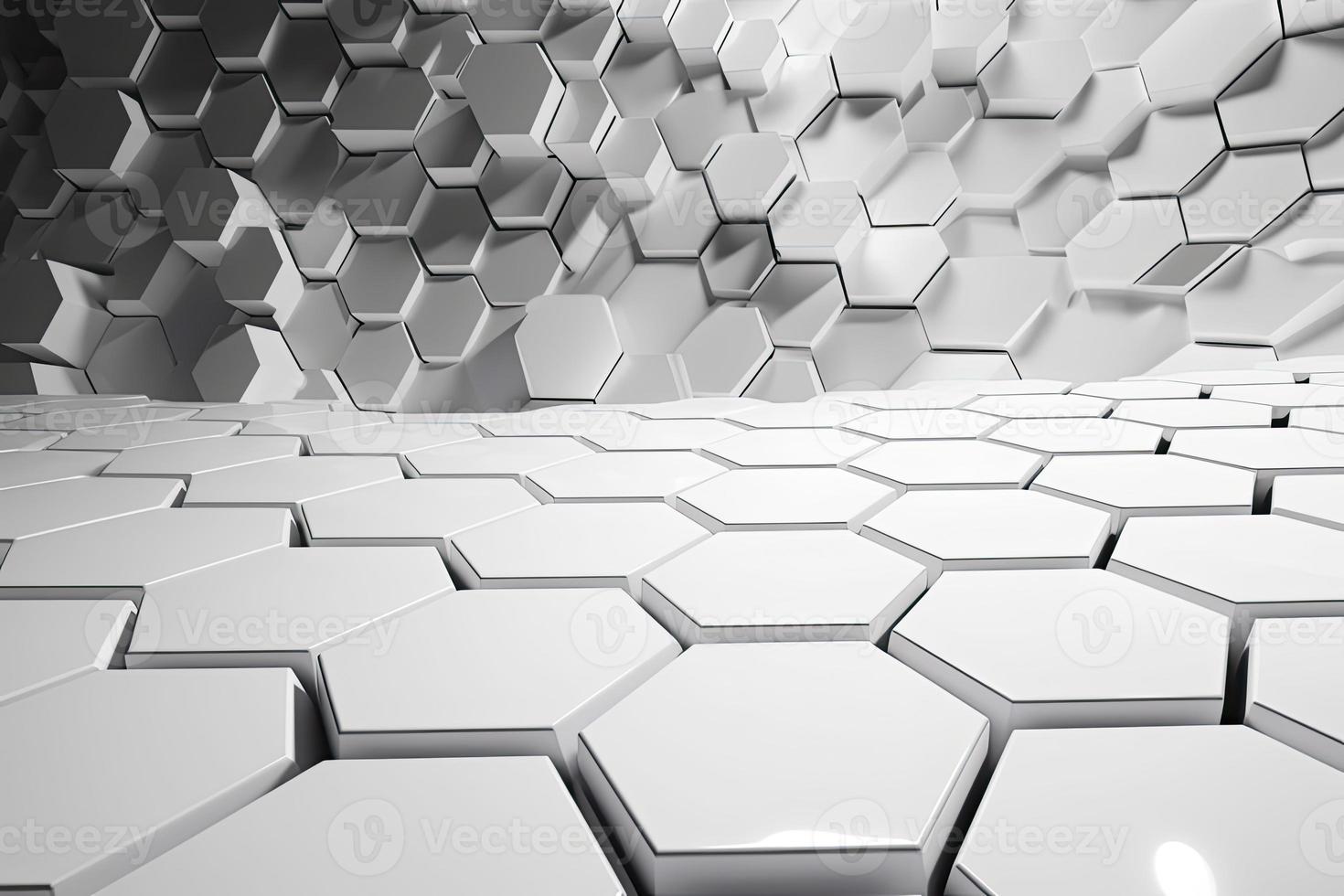 Abstract futuristic surface concept with hexagons. Trendy sci-fi technology background photo