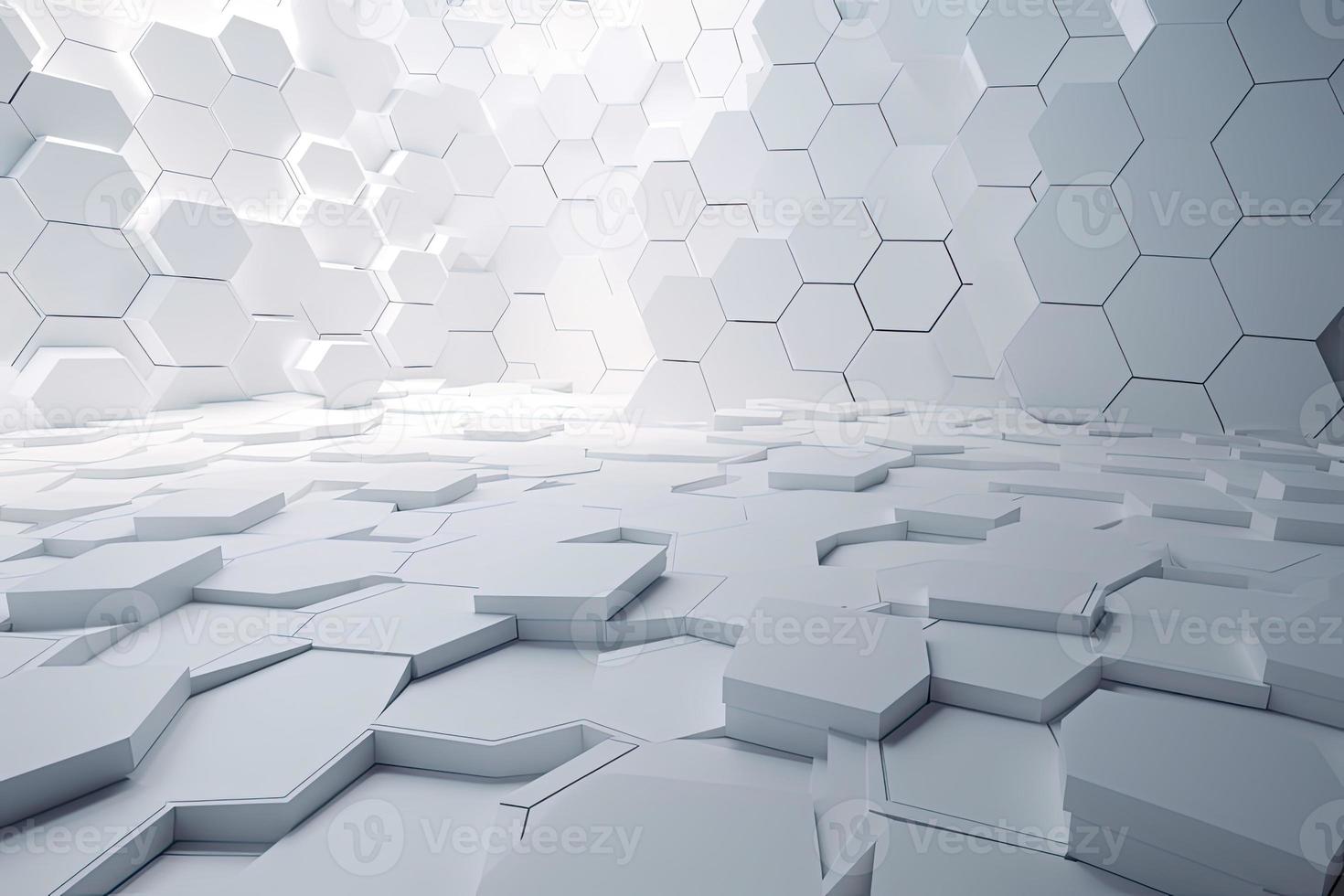 Abstract futuristic surface concept with hexagons. Trendy sci-fi technology background photo