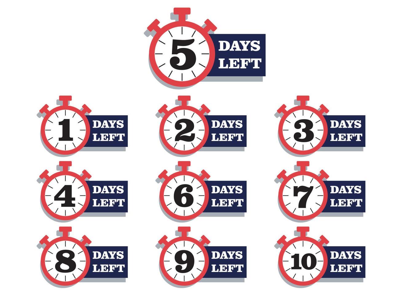Countdown timer number of days left with clock vector