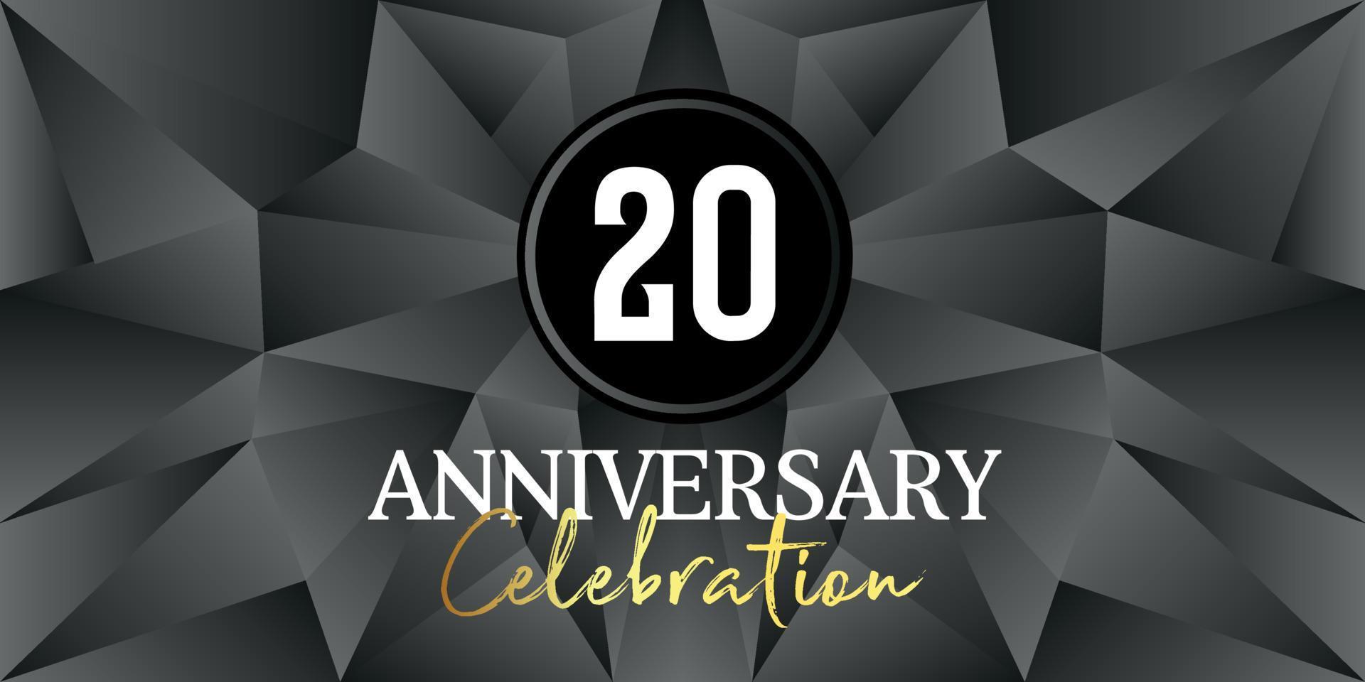 20 year anniversary celebration logo design white and gold color on Elegant Black Background Vector Art abstract background vector