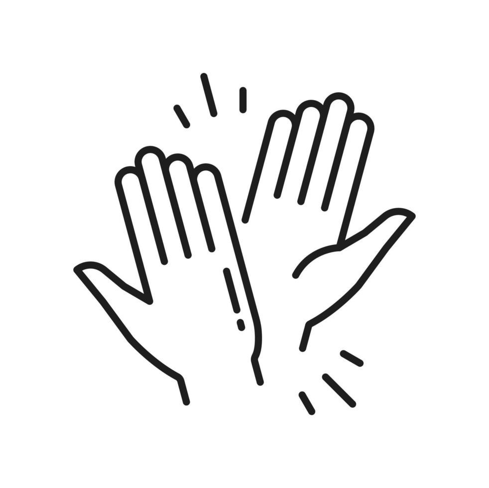 High five, togetherness outline icon help support vector