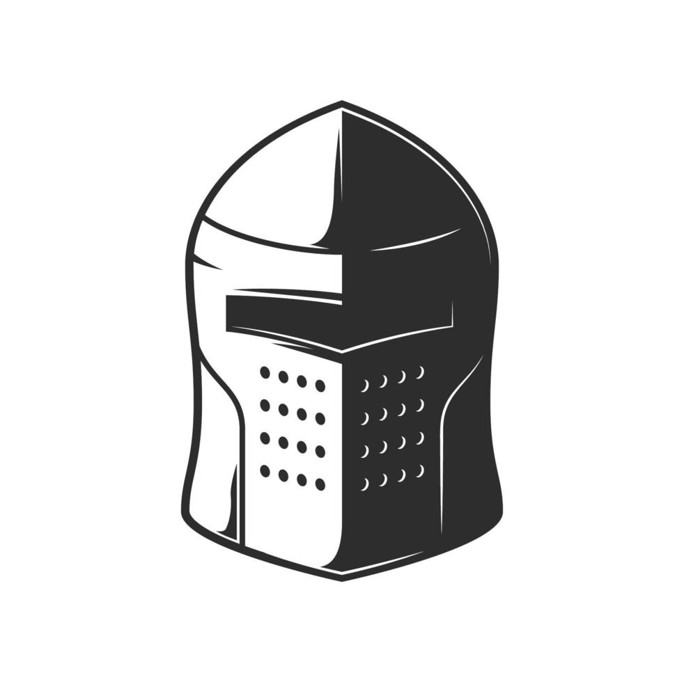 Knight warrior helmet, medieval army soldier armor vector