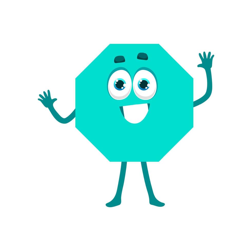 Octahedron math shape character, funny figure vector