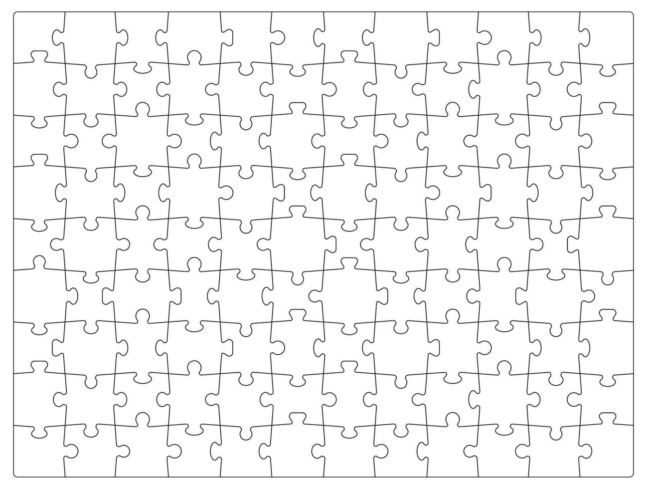 Jigsaw puzzle grid, piece matching game template vector