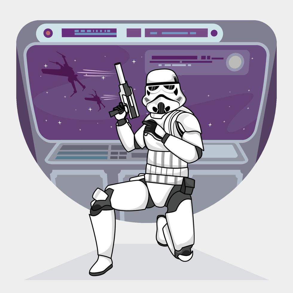 White Army Characters in Space vector