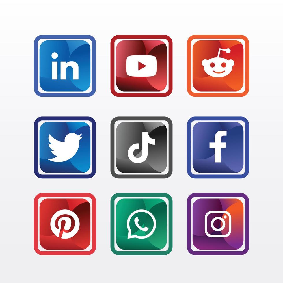 Online Tech Social Media Logo Set vector