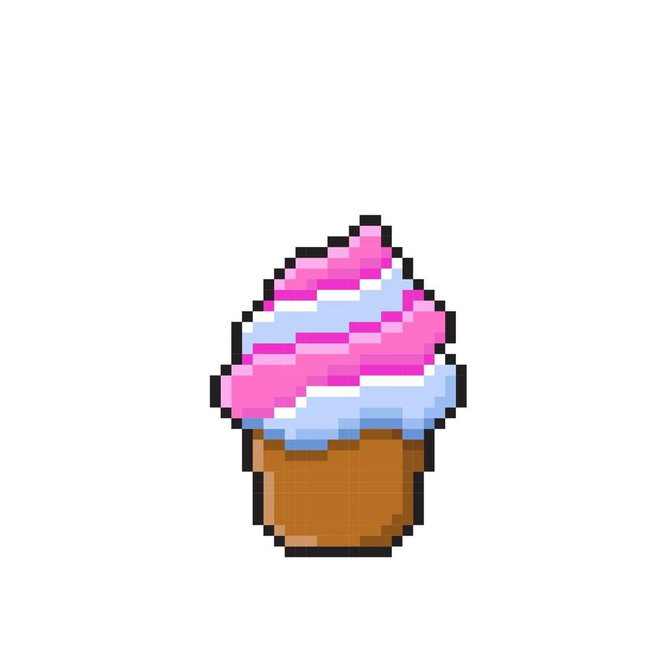 ice cream with double flavor in pixel art style vector