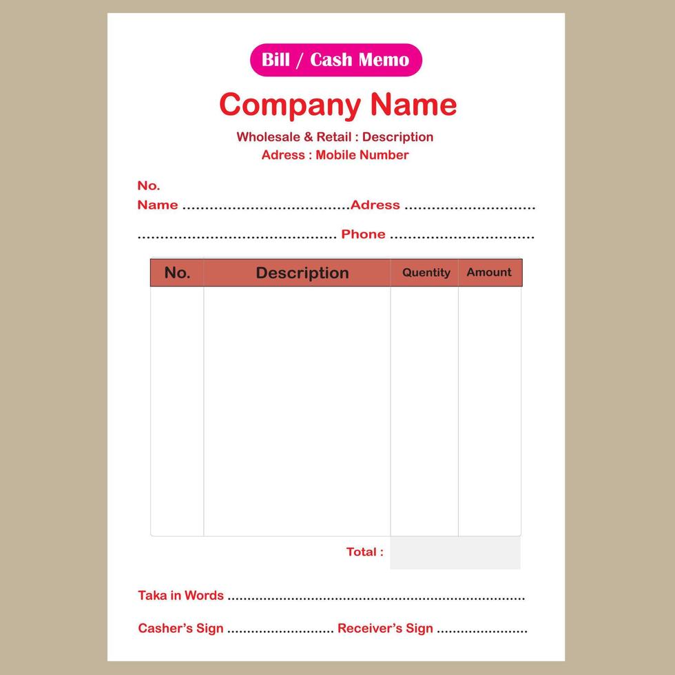 Elegant colorful creative professional design price money bill payment free vector invoice