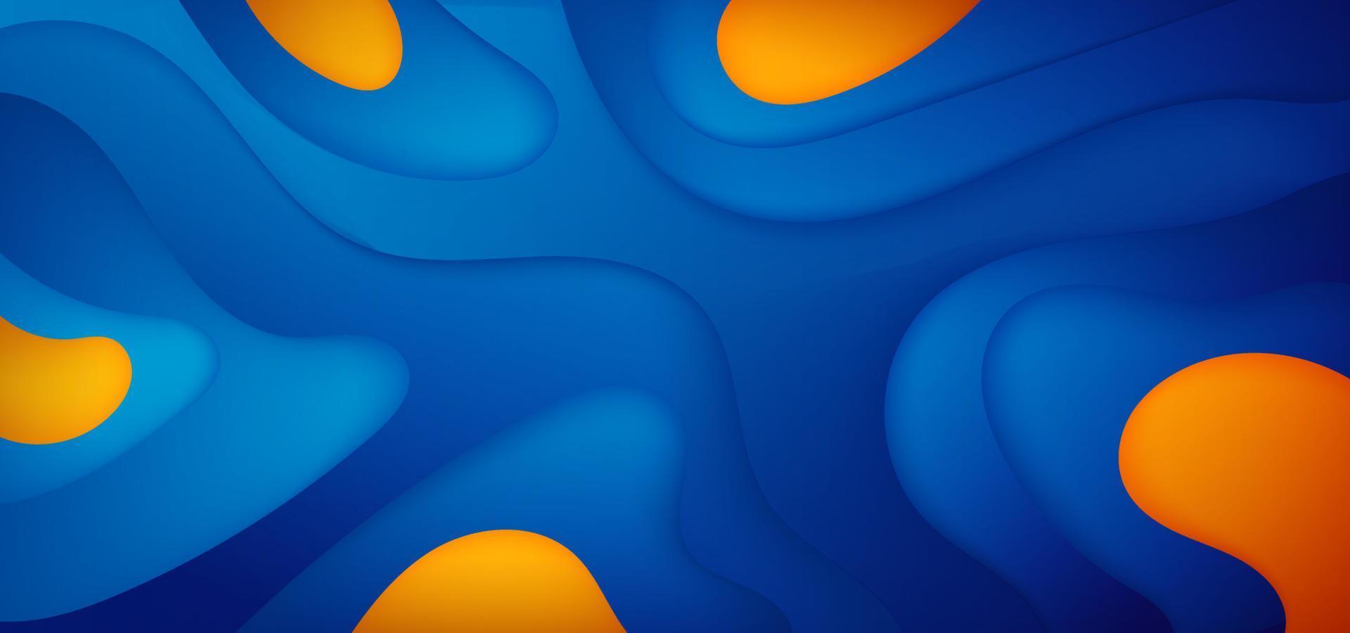 Abstract Gradient Blue Orange liquid Wave Background vector