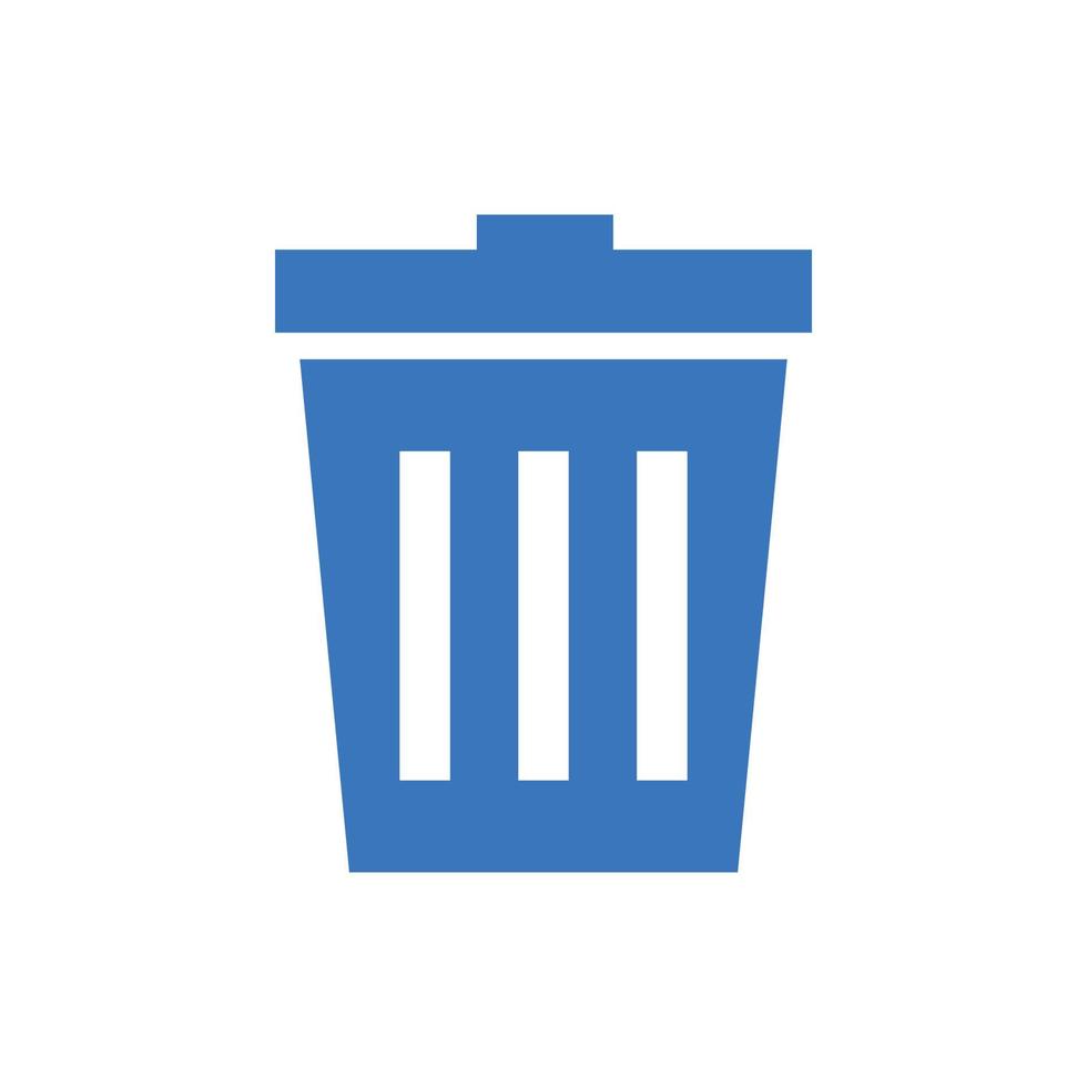 Blue trash box. Waste or delete. Vector icon.
