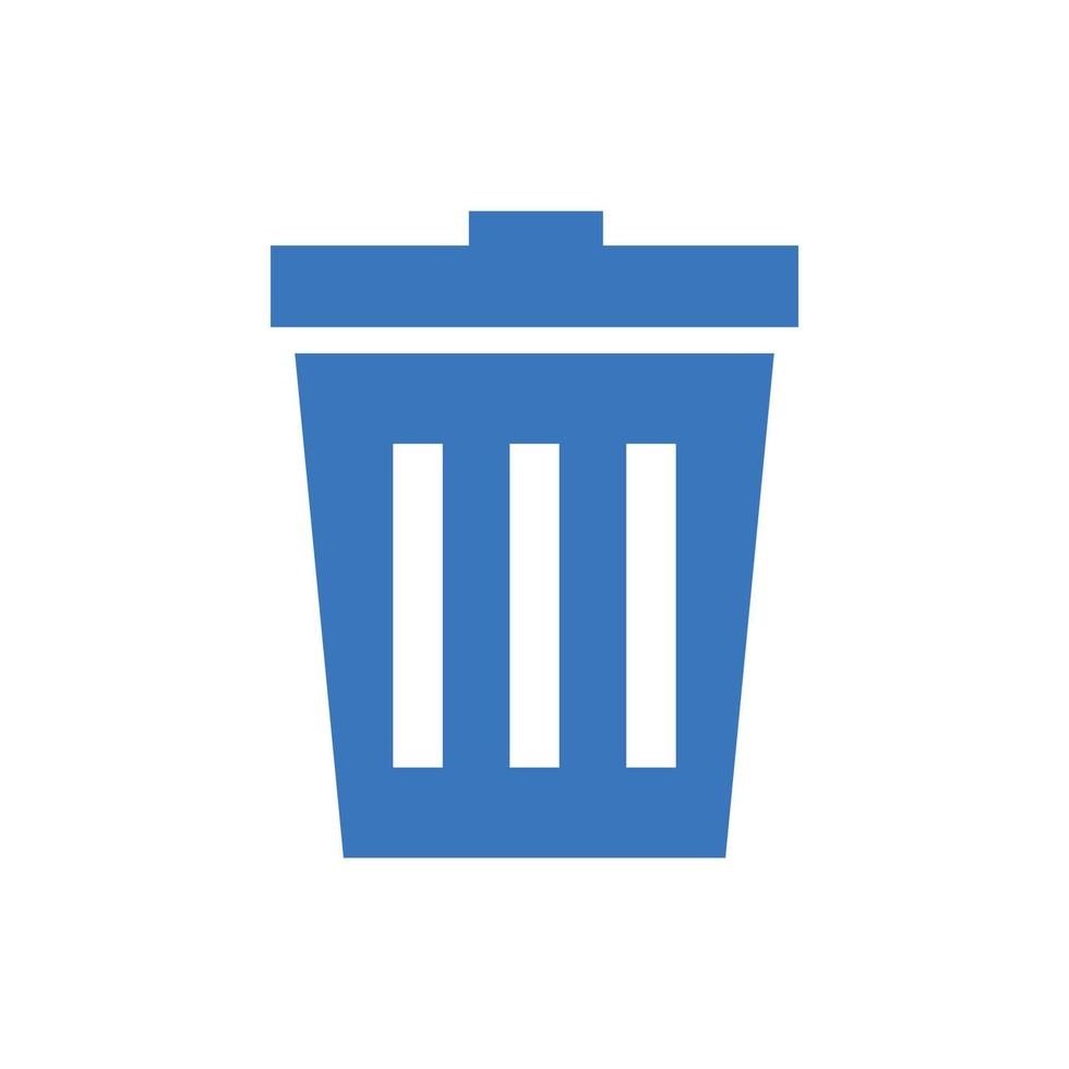 Blue trash box. Waste or delete. Vector icon.