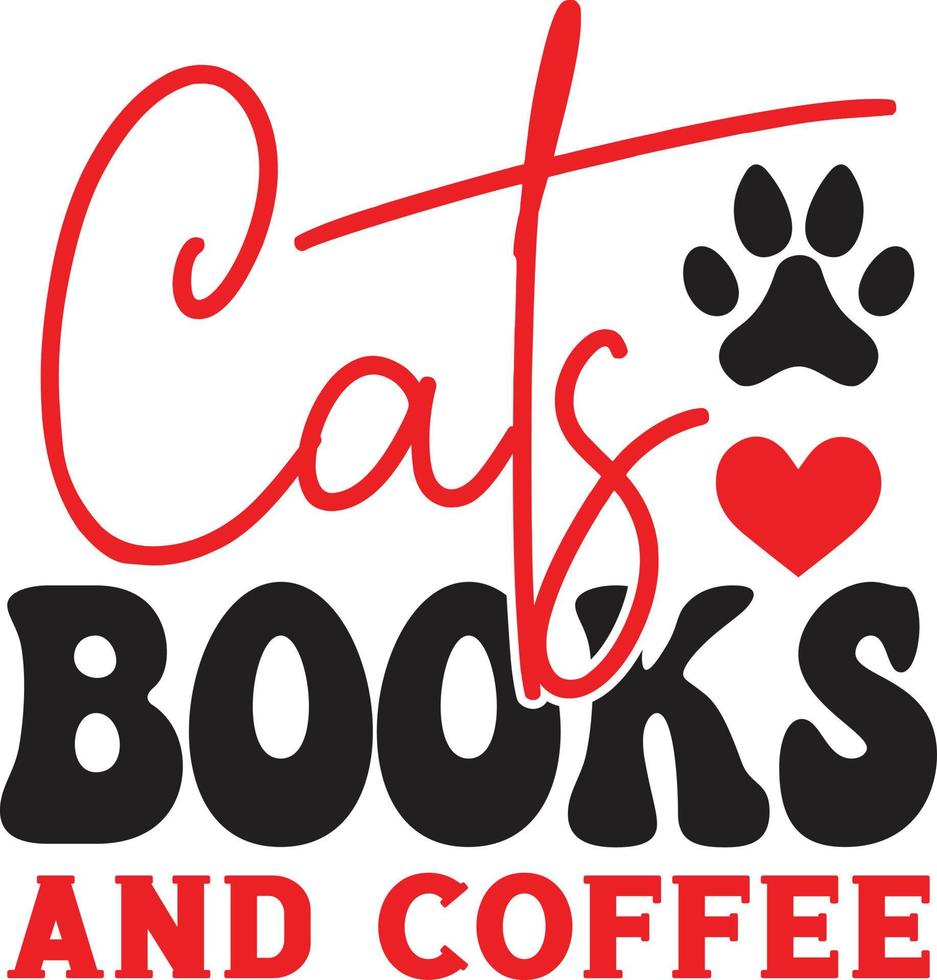 cats books and coffee vector