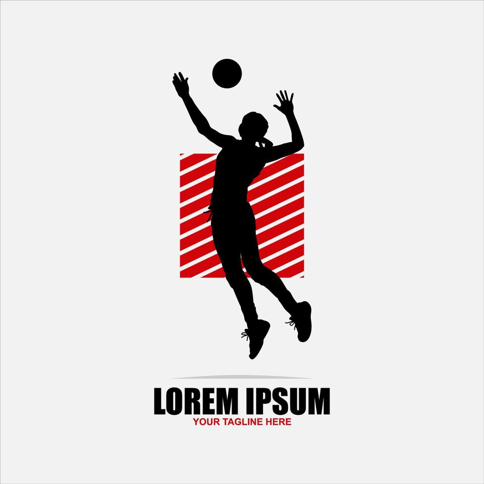 Diseño de logotipo de voleibol con icono de persona saltando vector