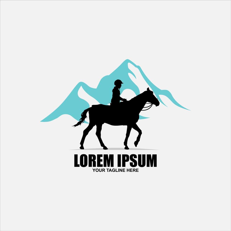 Ilustración de diseño de logotipo de silueta de caballo de vaquero retro vintage vector