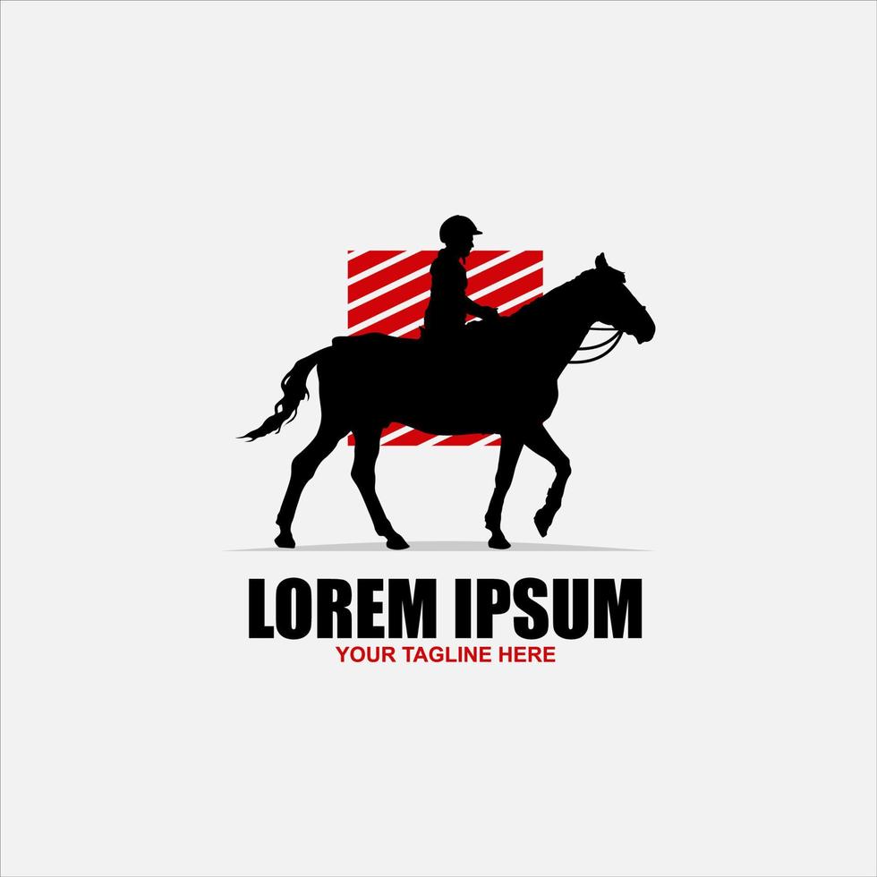 Vintage Retro Cowboy Riding Horse Silhouette logo design illustration vector