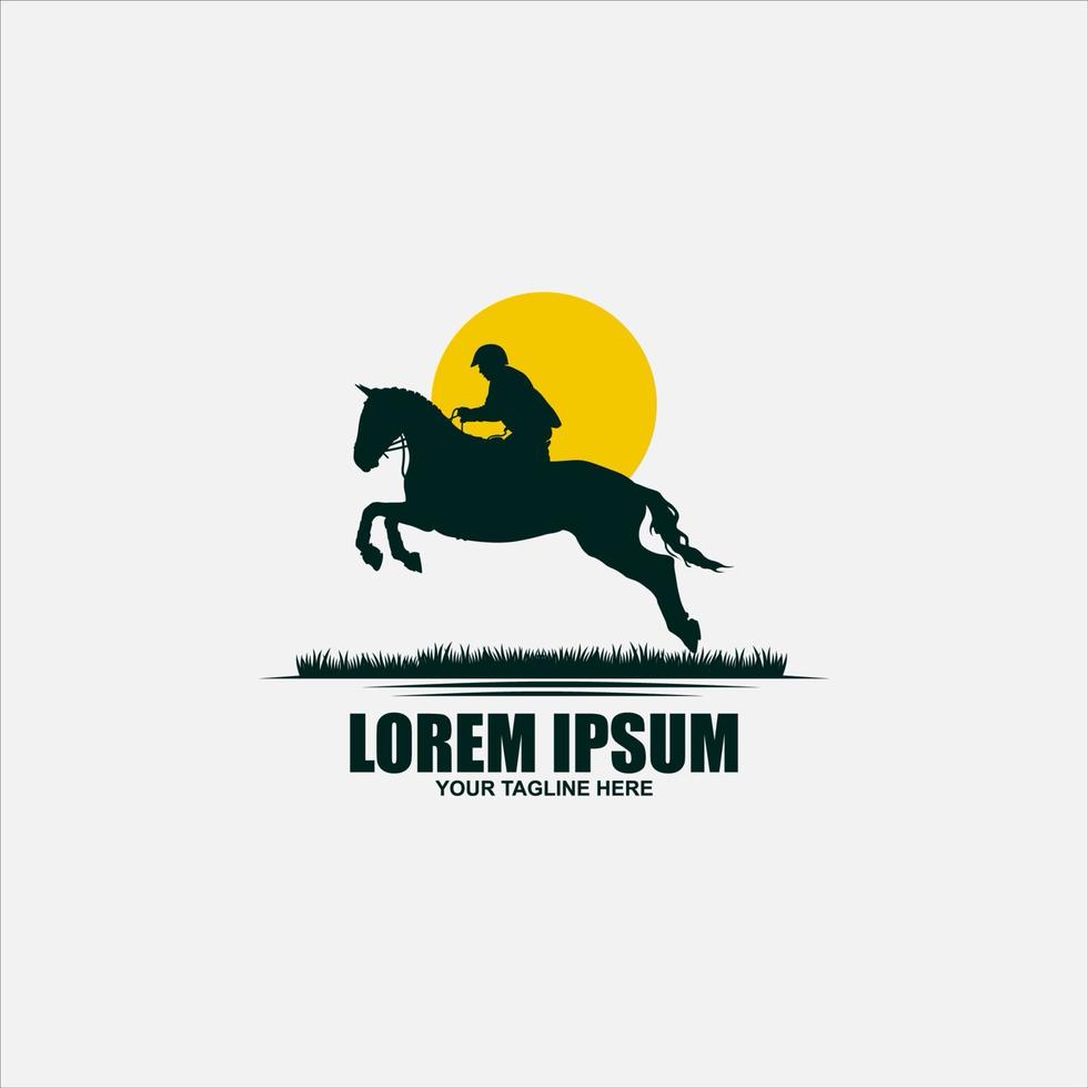 Cowboy Riding Horse Silhouette at Night logo vector