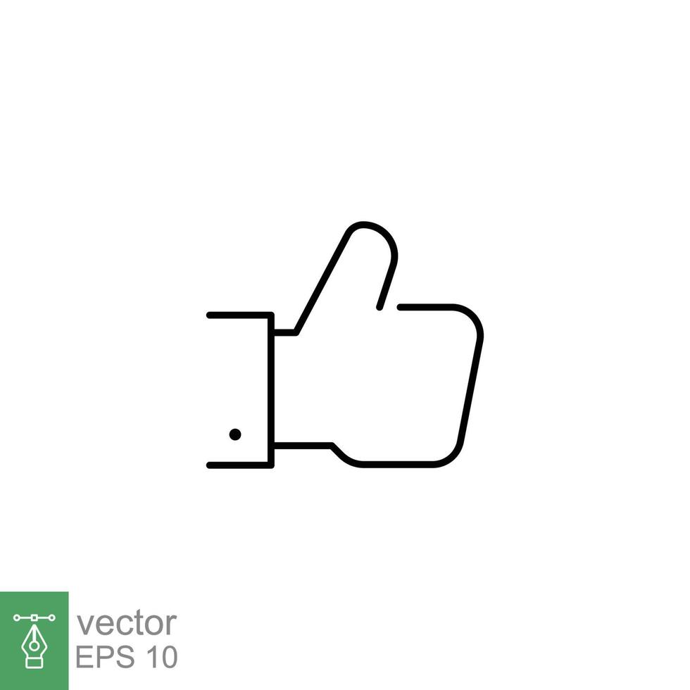 Hand thumb up gesture line icon. Testimonials, like and customer relationship management concept. Simple outline style. Vector illustration isolated on white background. EPS 10.