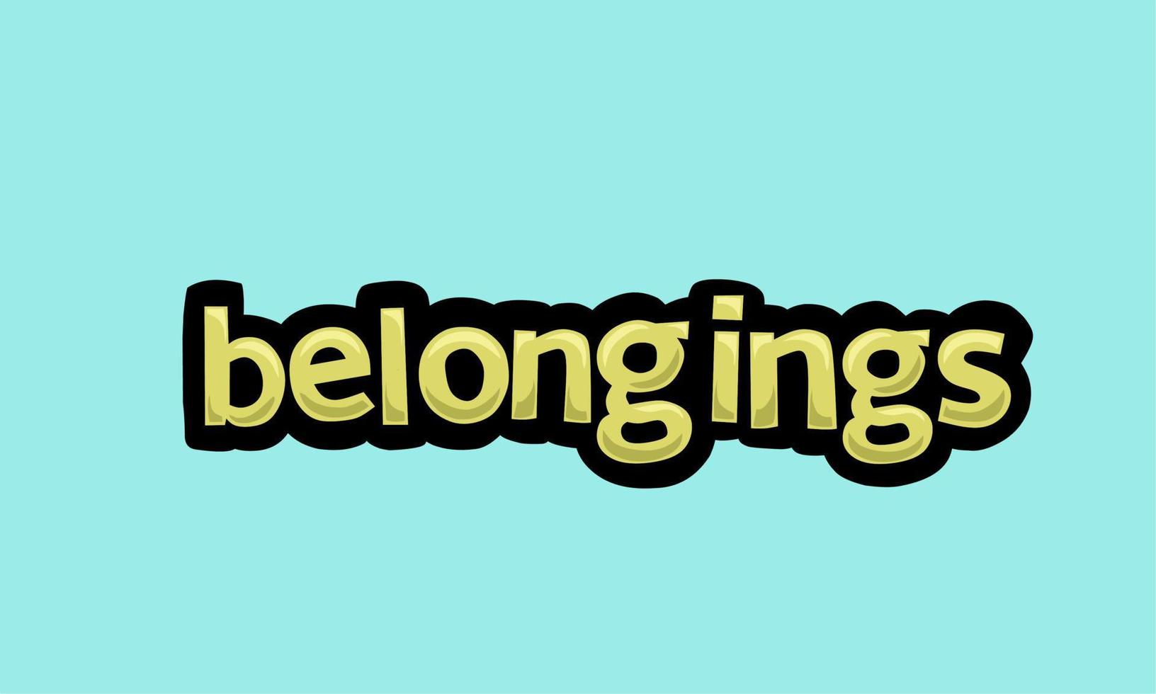 belongings writing vector design on a blue background