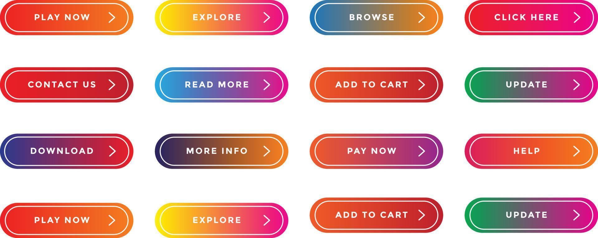 color full web button set vector