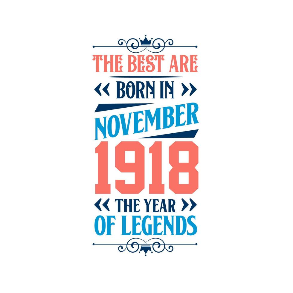 Best are born in November 1918. Born in November 1918 the legend Birthday vector