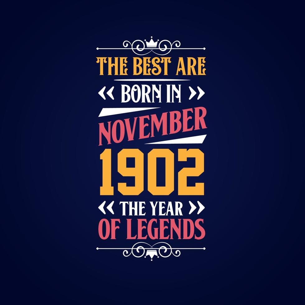 Best are born in November 1902. Born in November 1902 the legend Birthday vector