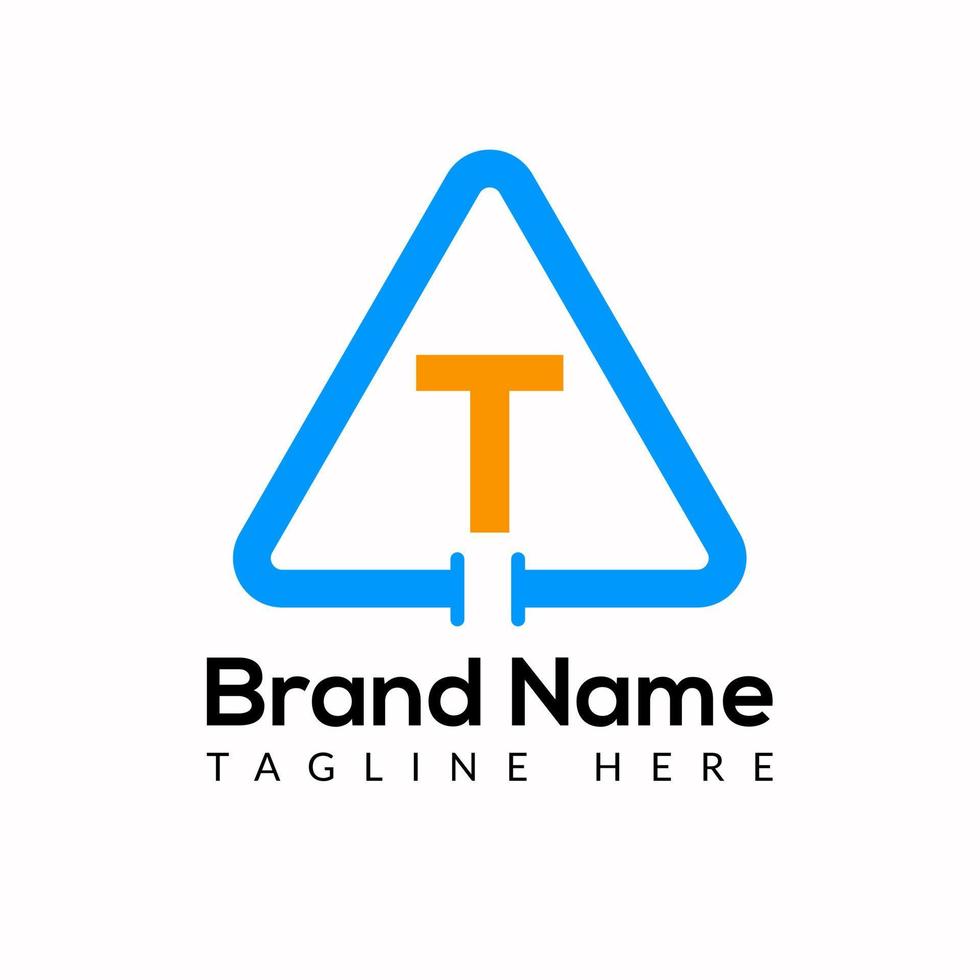 Plumbing Template On T Letter. Plumbing Logo Design Concept vector
