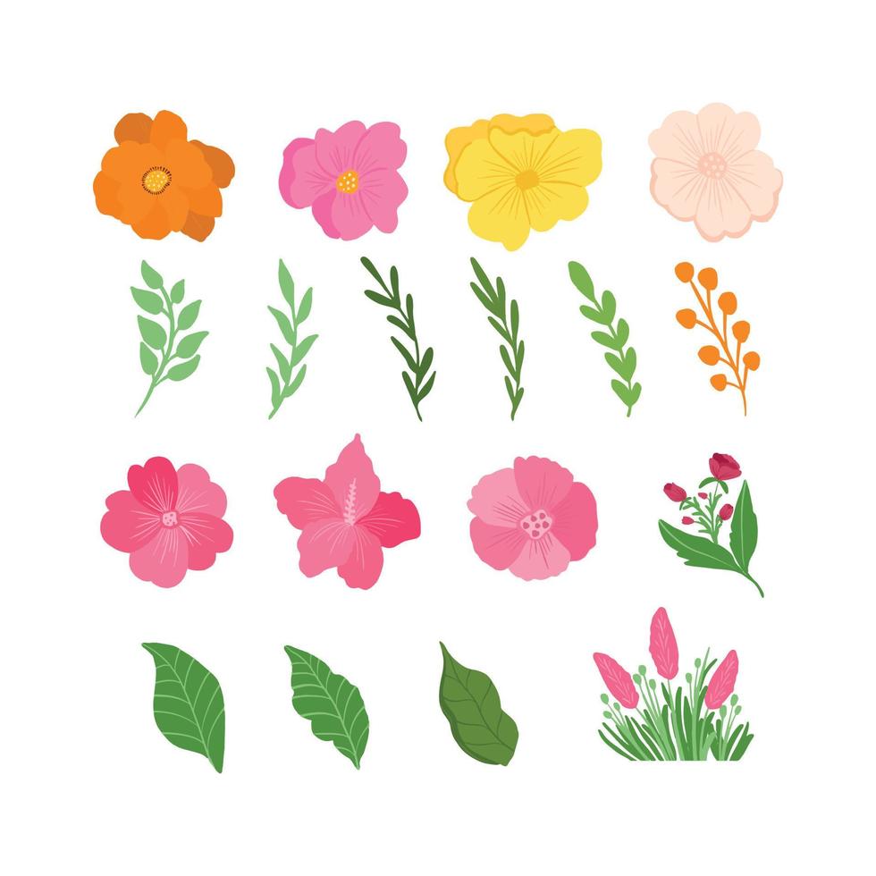 Hand drawn spring flower collection Vector Illustration