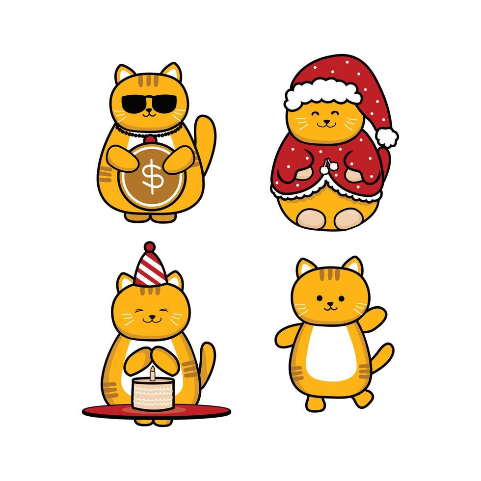 cute cat cartoon character vector