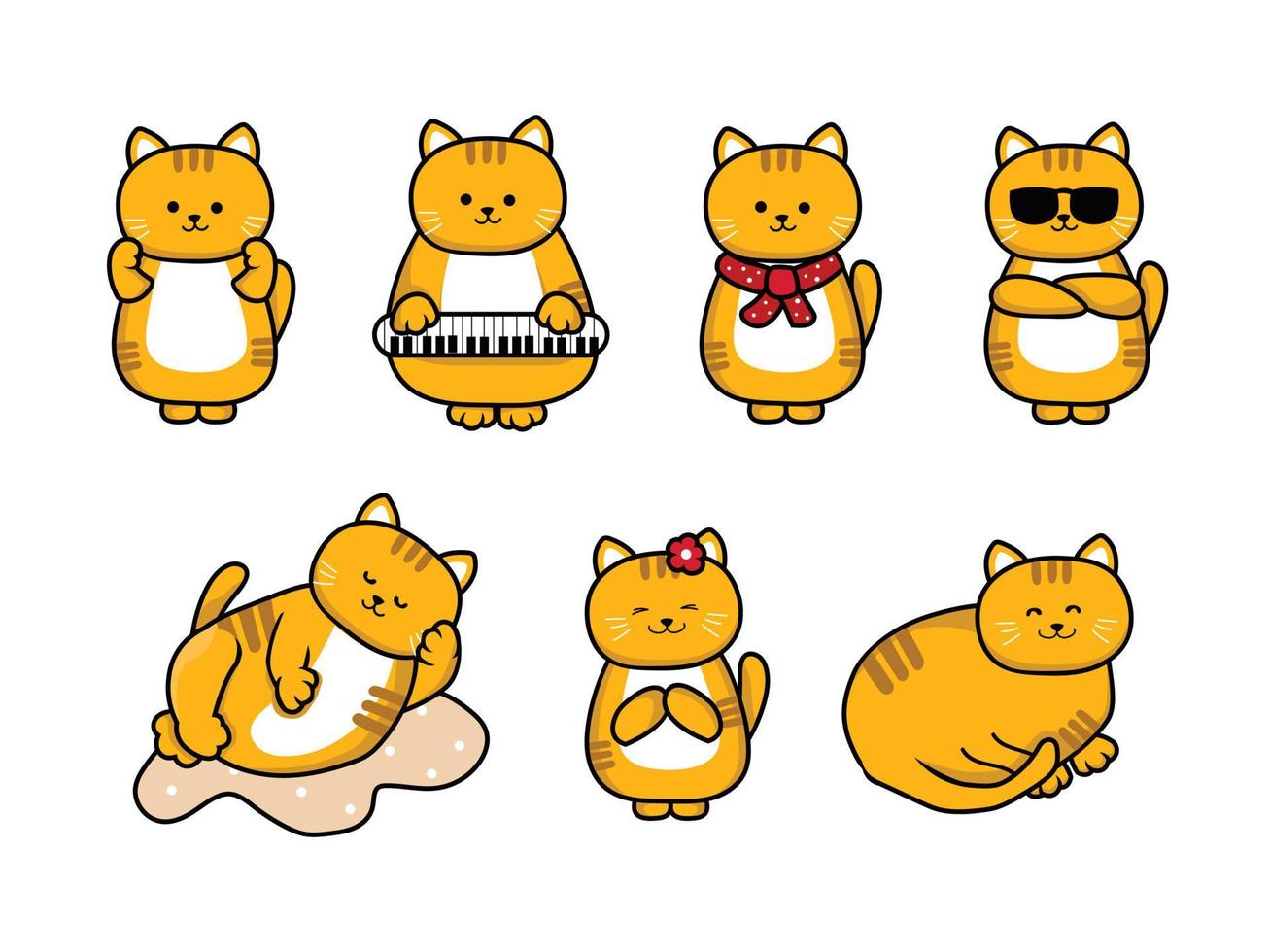 cute cat cartoon character vector